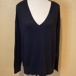 Lucky Brand Cloud Soft V-Neck Sweater in Black, Women's Size Medium